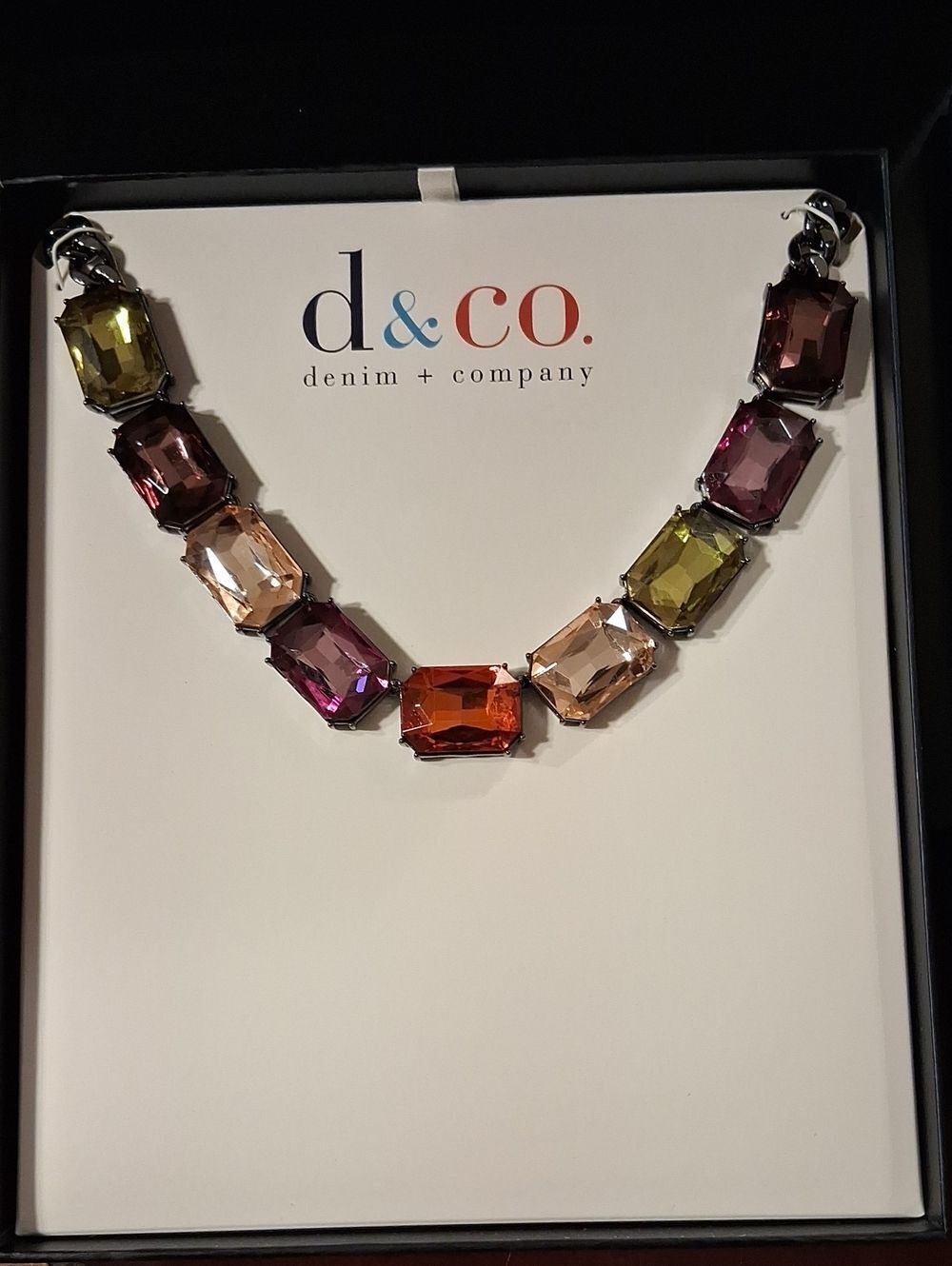 Denim & Co Simulated Gemstone Necklace New In Box